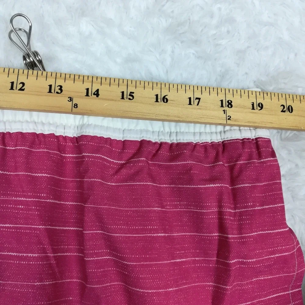 George Mens Swim Trunks Shorts‎ UPF 50+ Dolphin Hem Red Burlap Stripe XL New